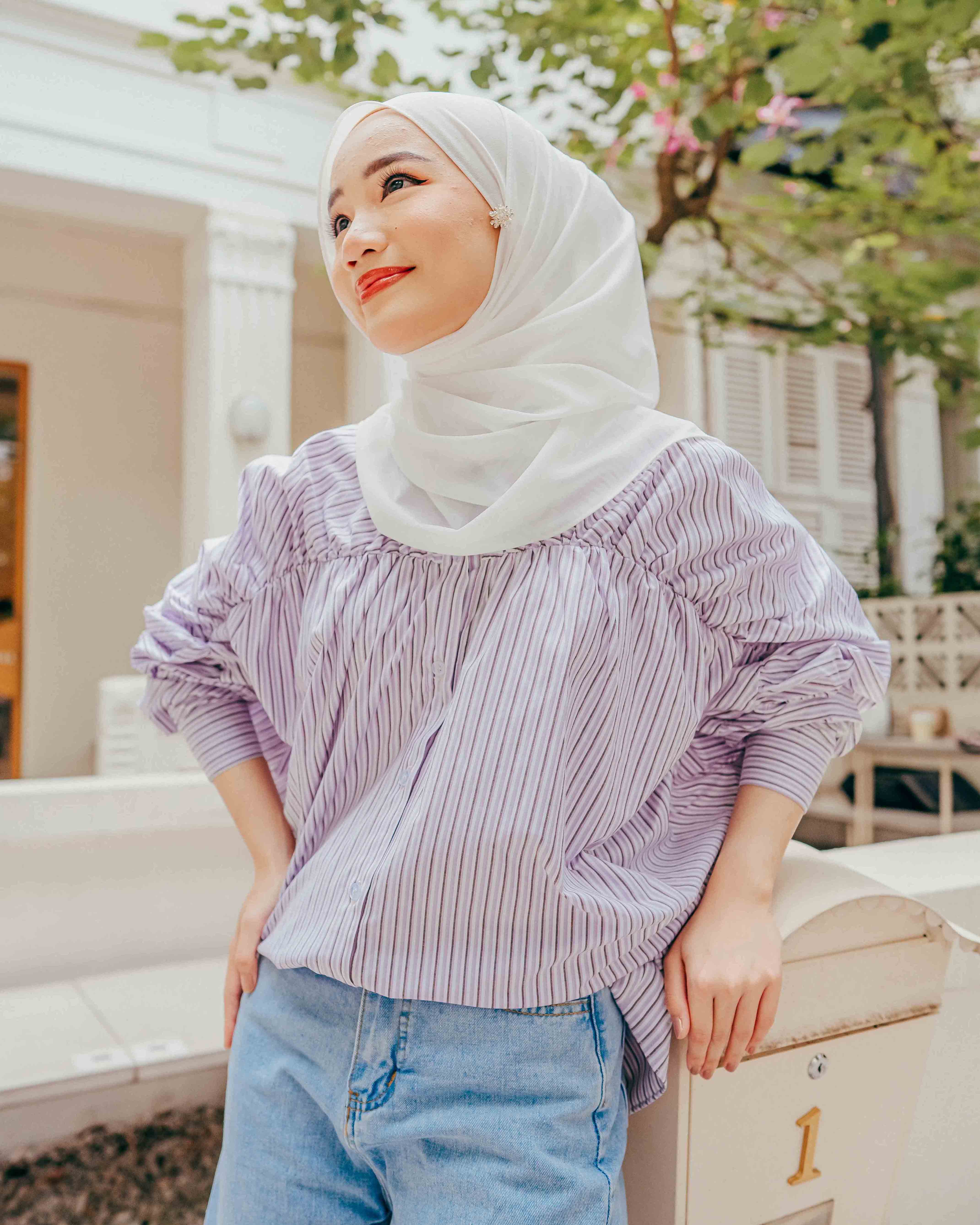 ISLEEN TOP IN PURPLE STRIPE